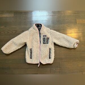 Kids 4T - Cream Sherpa Fleece Jacket with Patterned Accents